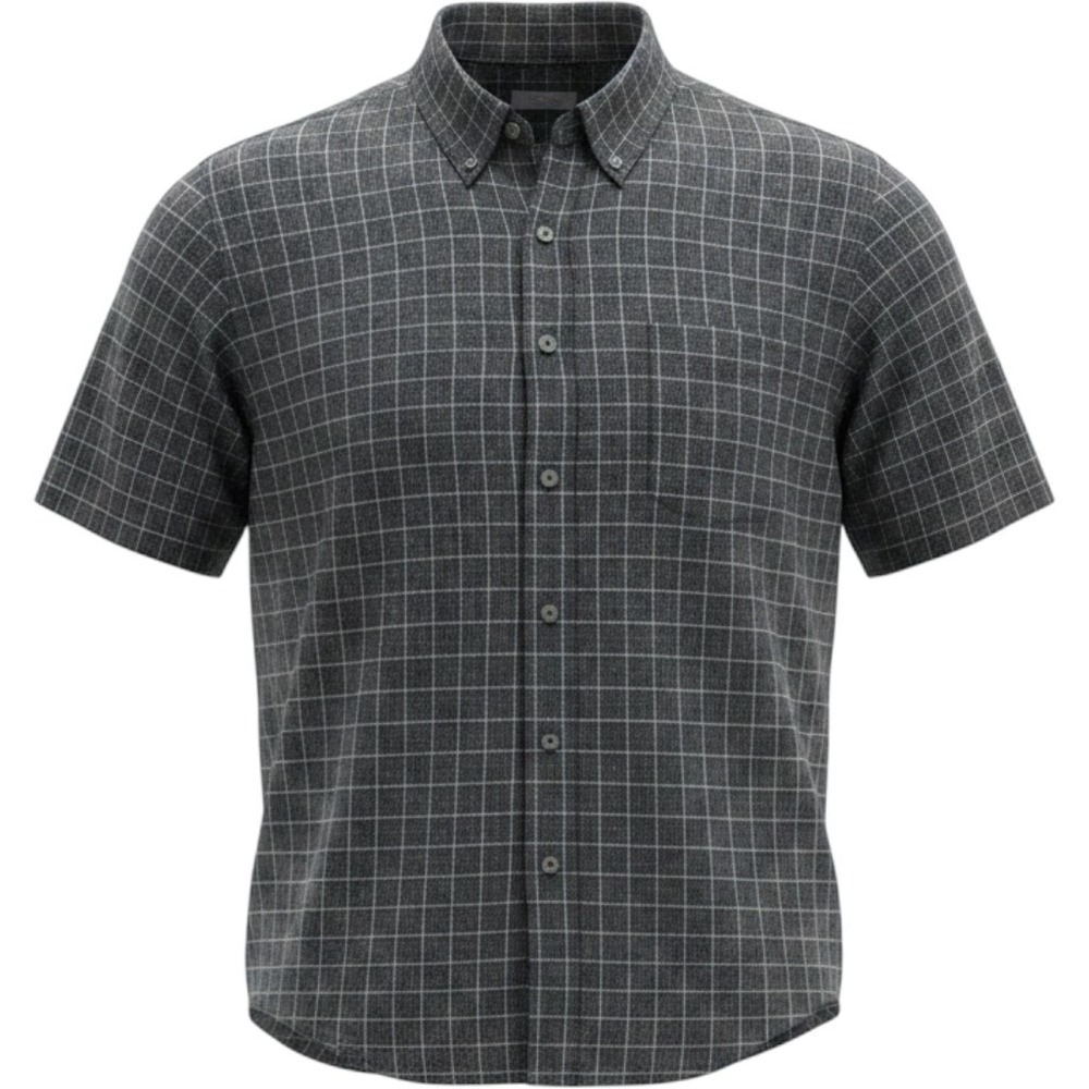 Van Heusen Mens 3XL Black White Grid Check S. Sleeve Button Down Shirt 20-20.5